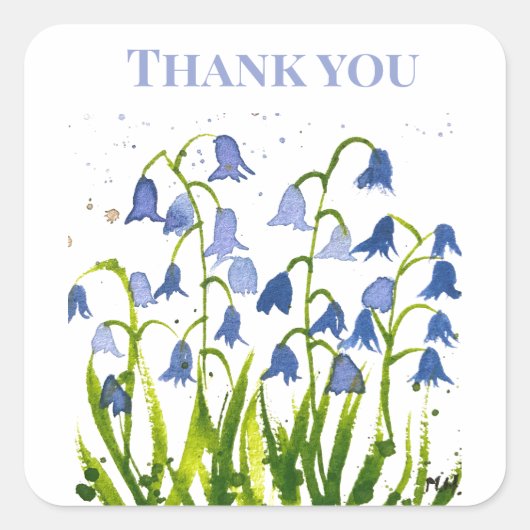 Bluebells Blue Floral Vrijgezellenfeest Bruiloften Vierkante Sticker (Voorkant)