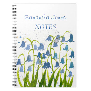 Bluebells Blue Floral Waterverf Botanische Natuur Notitieboek