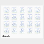 Bluebells Blue Floral Zomer Waterverf botanisch Vierkante Sticker (Vel)