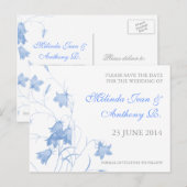 Bluebells - Blue Save the Date Briefkaart (Voorkant / Achterkant)