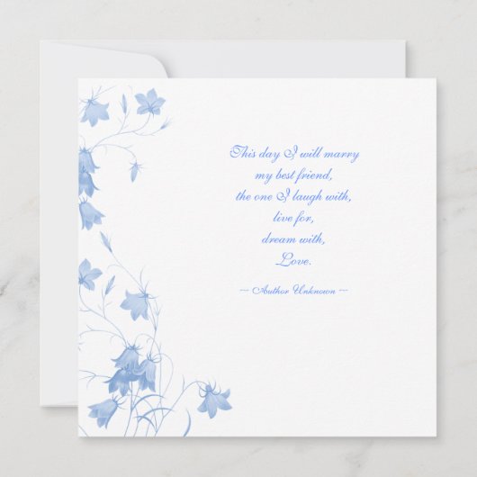 Bluebells - Blue Square Wedding Invitation Kaart (Achterkant)