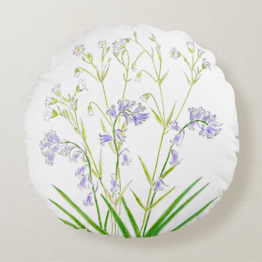 Bluebells en stitchwort katoen kussen gooien (Voorkant)