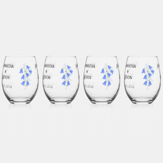 Bluebells Four Stemless Wine Glasses Wijnglas Zonder Voet (Voorkant)