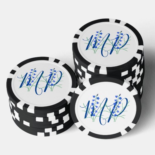 Bluebells Monogram Poker Chips (Opstapeling)