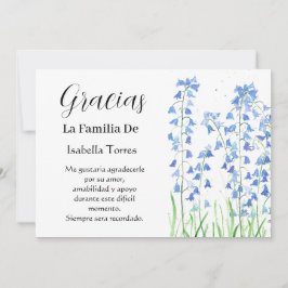 Bluebells Spanish Floral Funeral Death Thank you Kaart