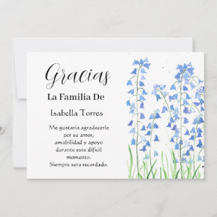 Bluebells Spanish Floral Funeral Death Thank you Kaart