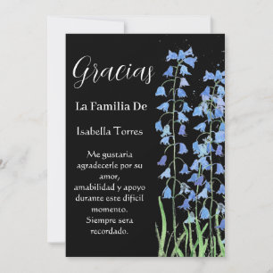Bluebells Spanish Floral Funeral Death Thank you Kaart