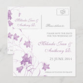 Bluebells - Violet Save the Date Briefkaart (Voorkant / Achterkant)