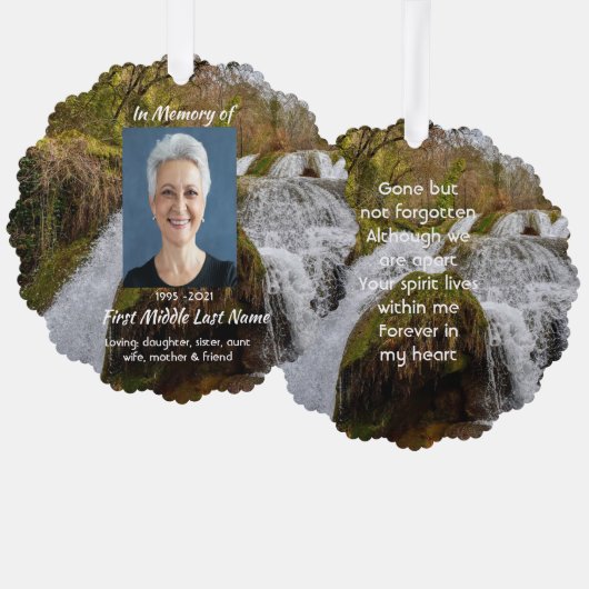 Bluebells Waterfall Landscape  Memorial Keepsake  Ornament Kaart (Voorkant / Achterkant)