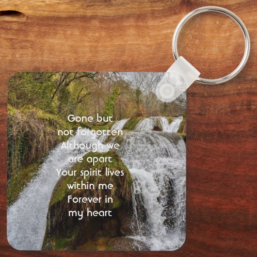  Bluebells Waterfall Landscape  Memorial Keepsake  Sleutelhanger (Achterkant)