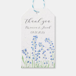 Bluebells Waterverf Blauw Bloemen Bruiloft Cadeaulabel