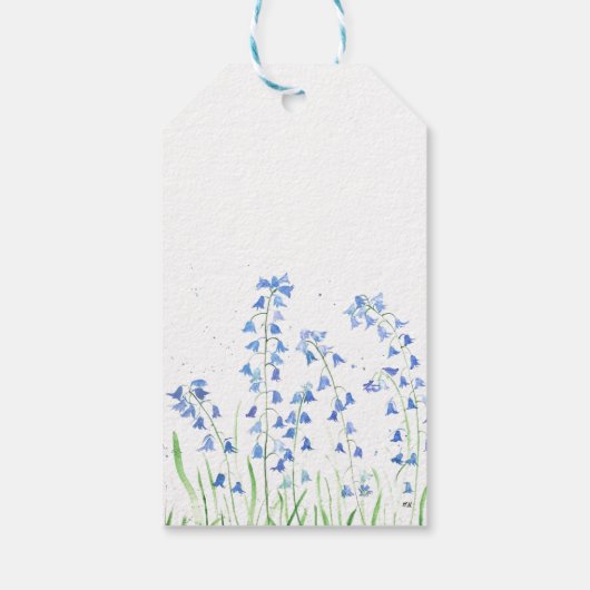 Bluebells Waterverf Blauw Bloemen Bruiloft Cadeaulabel (Achterkant)