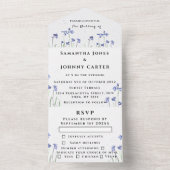 Bluebells Waterverf Blauw Bloemen RSVP Bruiloft All In One Uitnodiging (Binnen)