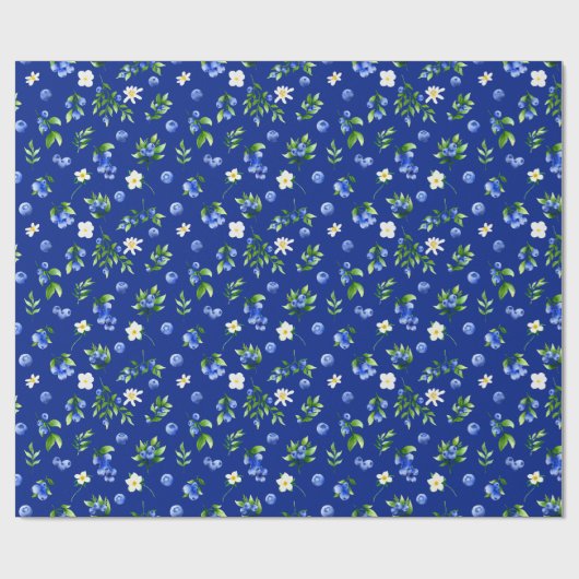 Blueberries and Foliage Pattern Cadeaupapier (Vlak)