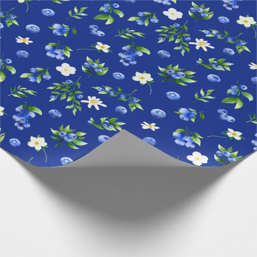 Blueberries and Foliage Pattern Cadeaupapier (Hoek)