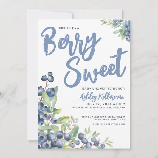 Blueberries Berry Sweet Baby shower Kaart (Voorkant)