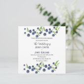 Blueberries Blueberry Fruit Waterverf Bruiloft Kaart (Staand voorkant)