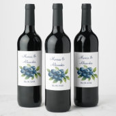 Blueberries Blueberry Fruits Summer Wedding  Wijn Etiket (Flessen)