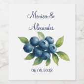 Blueberries Blueberry Fruits Summer Wedding  Wijn Etiket (Enkel label)