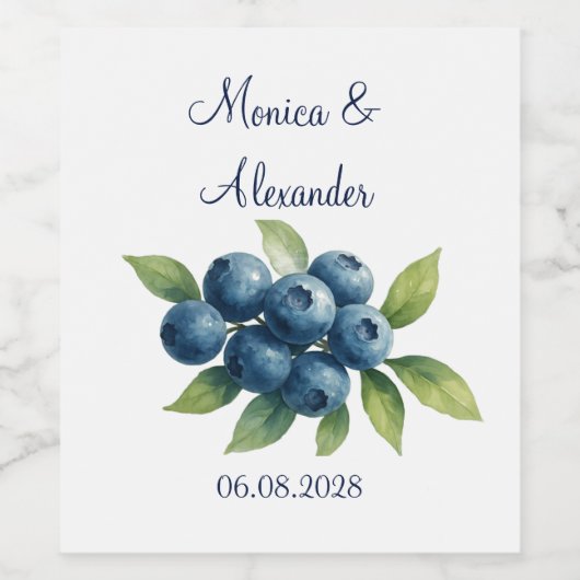 Blueberries Blueberry Fruits Summer Wedding  Wijn Etiket (Enkel label)