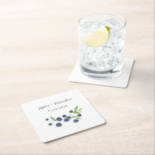 Blueberries Fruit Blueberry Waterverf Bruiloft Kartonnen Onderzetters