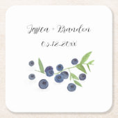 Blueberries Fruit Blueberry Waterverf Bruiloft Kartonnen Onderzetters (Voorkant)