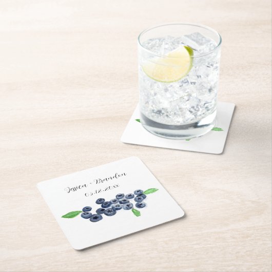 Blueberries Fruit Blueberry Waterverf Bruiloft Kartonnen Onderzetters (Insitu)