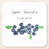 Blueberries Fruit Blueberry Waterverf Bruiloft Kartonnen Onderzetters (Voorkant)