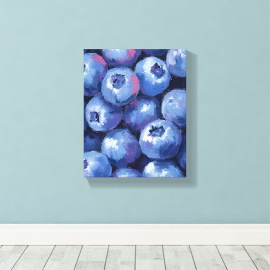 Blueberries | Fruit Watercolor Painted Canvas Afdruk (Insitu (Houten vloer))