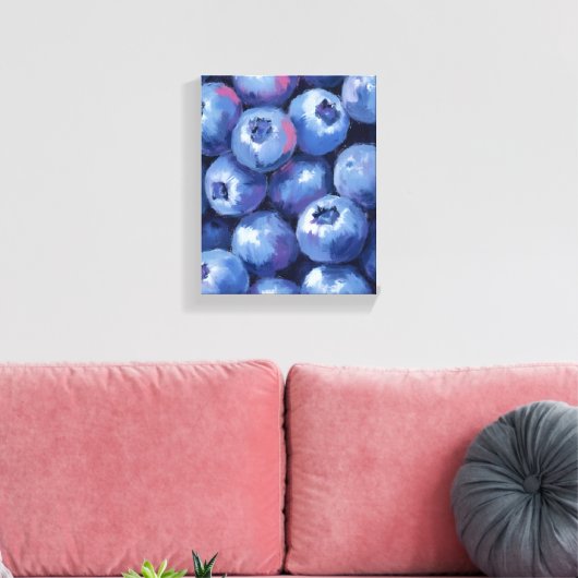 Blueberries | Fruit Watercolor Painted Canvas Afdruk (Insitu (Woonkamer))