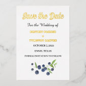 Blueberries Fruit Waterverf Foto QR Code Bruiloft Folie Uitnodiging (Voorkant)