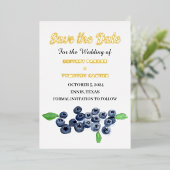 Blueberries Fruit Waterverf Foto QR Code Bruiloft Folie Uitnodiging (Staand Voorkant)