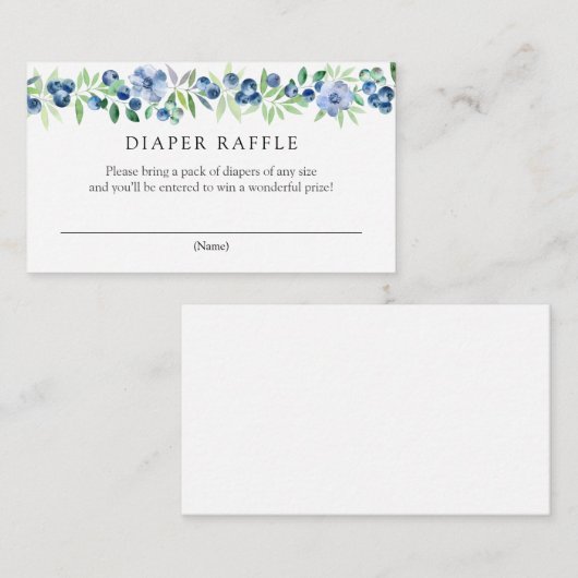 Blueberries Luier Raffle Behuizing Kaart (Voorkant / Achterkant)