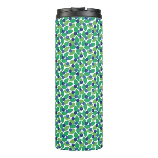 Blueberries Pattern Modern Green Blue Customize. Thermosbeker (Achterkant)