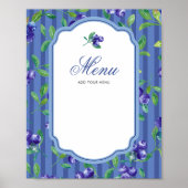 Blueberries Sweet Baby shower Menu Poster (Voorkant)