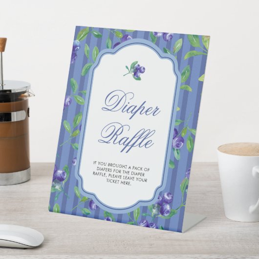 Blueberries Sweet Diaper Raffle Baby shower Reclamebord Met Voetstuk (Insitu)