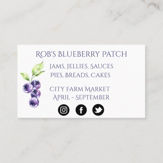  Blueberries Visitekaartje (Achterkant)