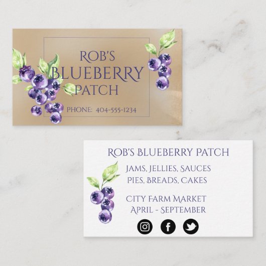  Blueberries Visitekaartje (Voorkant / Achterkant)