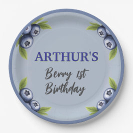 Blueberry 1e verjaardag baby jongen eerst papieren bordje