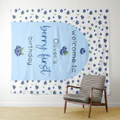 Blueberry 1e verjaardag Berry eerste achtergrond Wandkleed (In Situ (horizontaal))