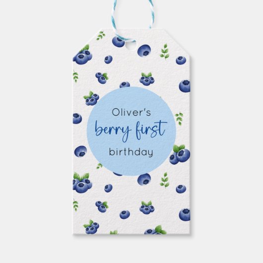Blueberry 1e verjaardag Berry eerste Cadeaulabel (Voorkant)