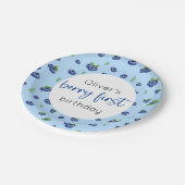 Blueberry 1e verjaardag Berry eerste Papieren Bordje (Gekanteld)