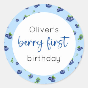 Blueberry 1e verjaardag Berry eerste Ronde Sticker