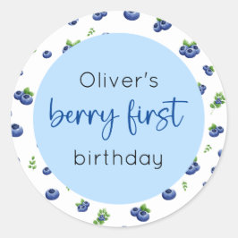 Blueberry 1e verjaardag Berry eerste Ronde Sticker