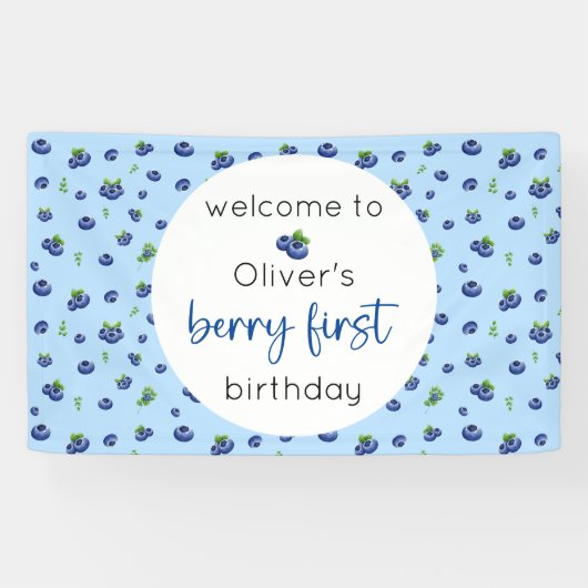 Blueberry 1e verjaardag Berry eerste Spandoek (Horizontaal)