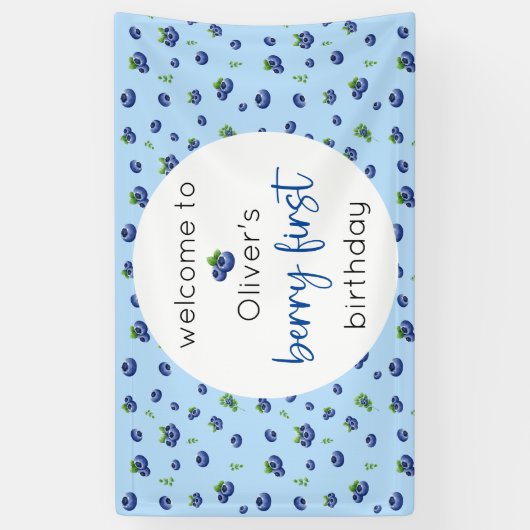 Blueberry 1e verjaardag Berry eerste Spandoek (Verticaal)
