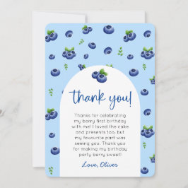 Blueberry 1e verjaardag foto Dank u Kaart