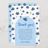 Blueberry 1e verjaardag foto Dank u Kaart (Voorkant / Achterkant)