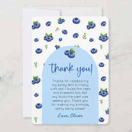 Blueberry 1e verjaardag foto Dank u Kaart