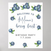 Blueberry 1e verjaardagsfeestje | Eerste bessen Poster (Voorkant)